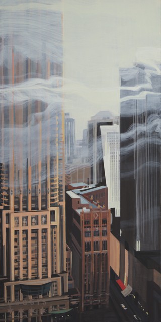 Peinture de Chicago par Michelle AUBOIRON - Painting of Chicago by Michelle AUBOIRON -Water Place from the studio