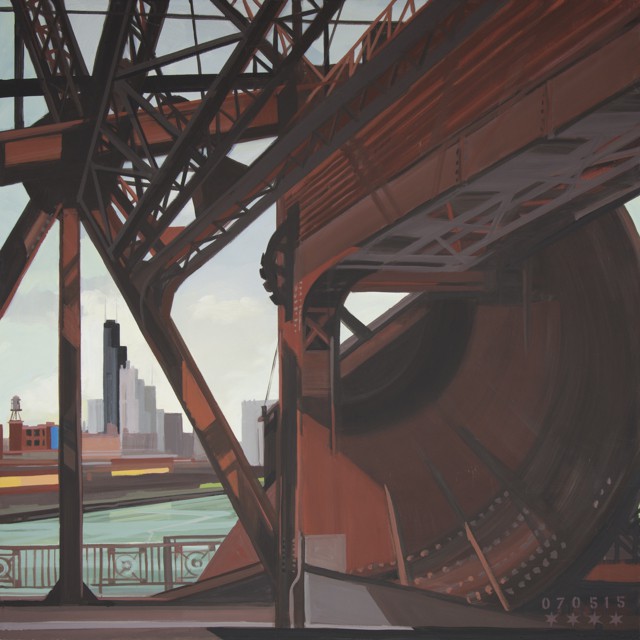 Peinture de Chicago par Michelle AUBOIRON - Painting of Chicago by Michelle AUBOIRON - Cermak Road Bridge
