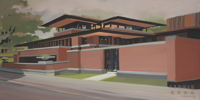 Peinture de Chicago par Michelle AUBOIRON - Painting of Chicago by Michelle AUBOIRON - Robie House - Frank Lloyd Wright