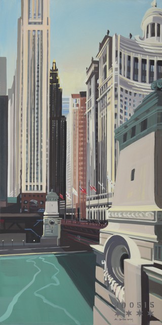 Peinture de Chicago par Michelle AUBOIRON - Painting of Chicago by Michelle AUBOIRON - DuSable Bridge on Michigan Avenue