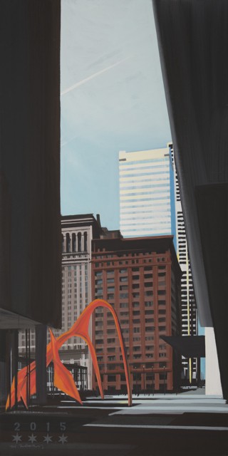 Peinture de Chicago par Michelle AUBOIRON - Painting of Chicago by Michelle AUBOIRON - The Flamingo