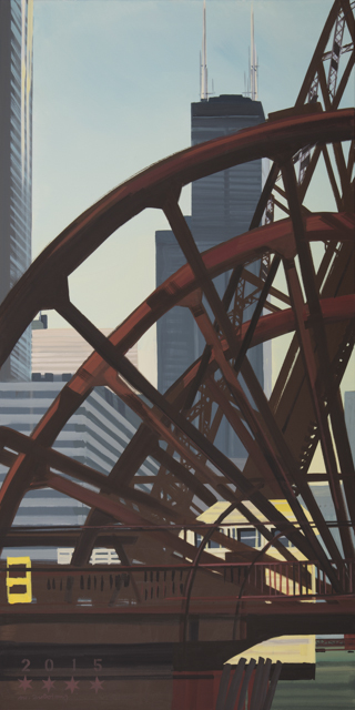 Peinture de Chicago par Michelle AUBOIRON - Painting of Chicago by Michelle AUBOIRON - Kinzie Street Bridge