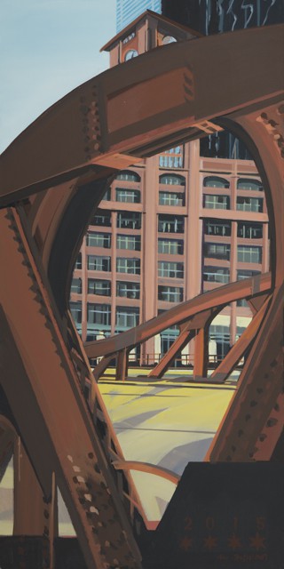 Peinture de Chicago par Michelle AUBOIRON - Painting of Chicago by Michelle AUBOIRON - Franklin Street Bridge