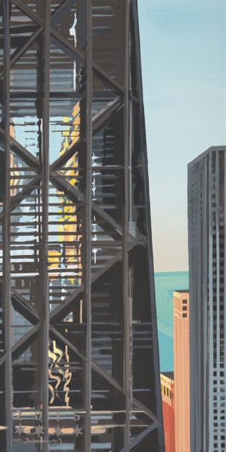 Peinture de Chicago par Michelle AUBOIRON - Painting of Chicago by Michelle AUBOIRON - John Hancock Center from the studio