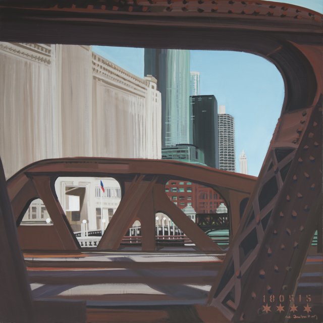 Peinture de Chicago par Michelle AUBOIRON - Painting of Chicago by Michelle AUBOIRON - Franklin Street Bridge