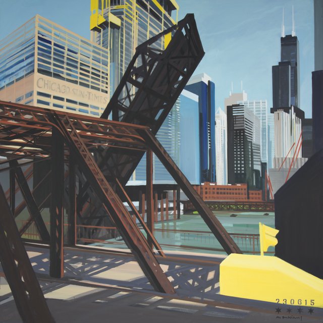Peinture de Chicago par Michelle AUBOIRON - Painting of Chicago by Michelle AUBOIRON - Kinzie Street Bridge