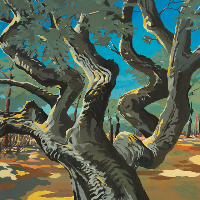 Le chêne de Cala Rossa - Peinture de Corse de Michelle Auboiron