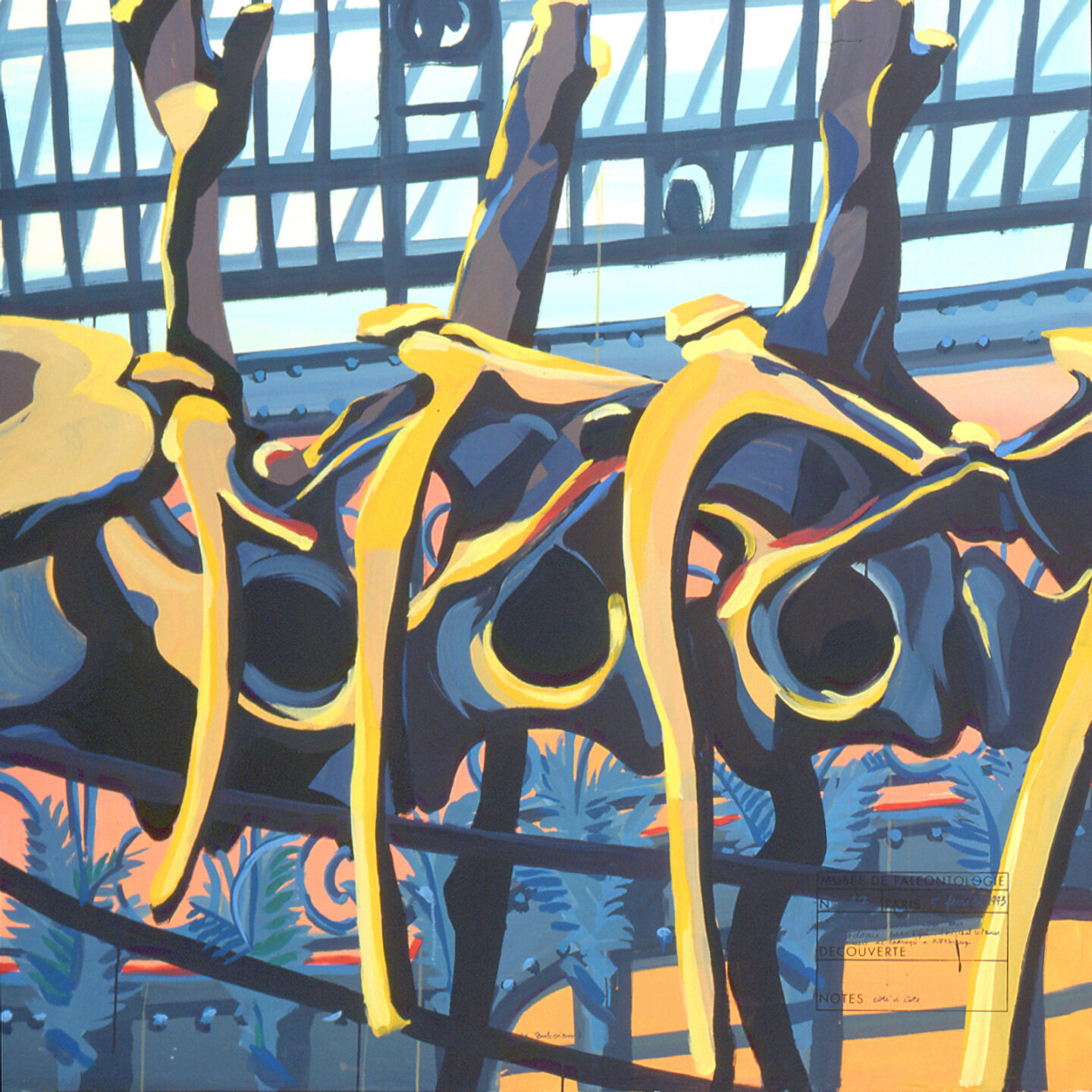 Fragment du "Diplonosaure" de Michelle AUBOIRON - Une peinture monumentale réalisée dans la grande galerie de paléontologie du Muséum d'Histoire Naturelle du Jardin des Plantes de Paris