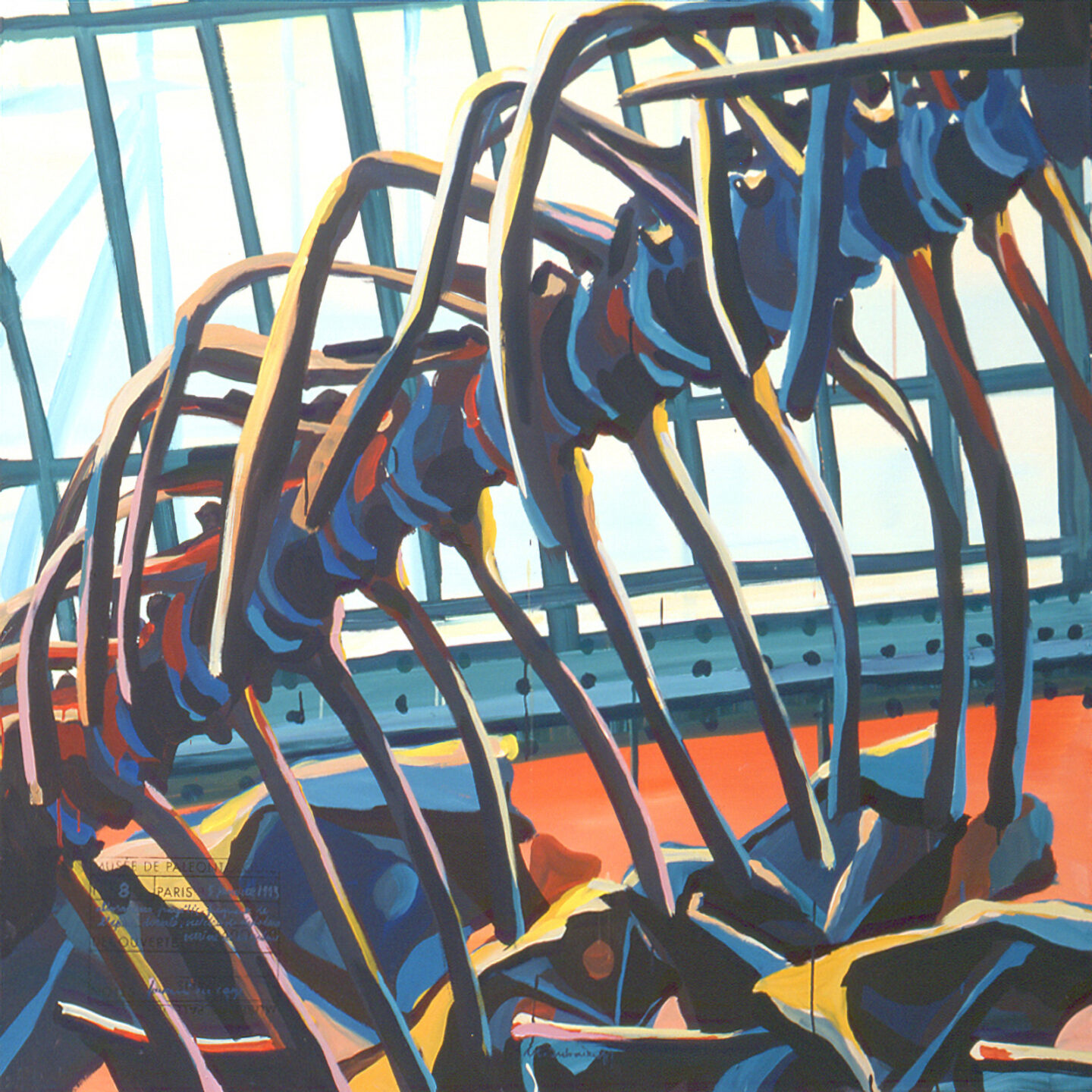 Fragment du "Diplonosaure" de Michelle AUBOIRON - Une peinture monumentale réalisée dans la grande galerie de paléontologie du Muséum d'Histoire Naturelle du Jardin des Plantes de Paris