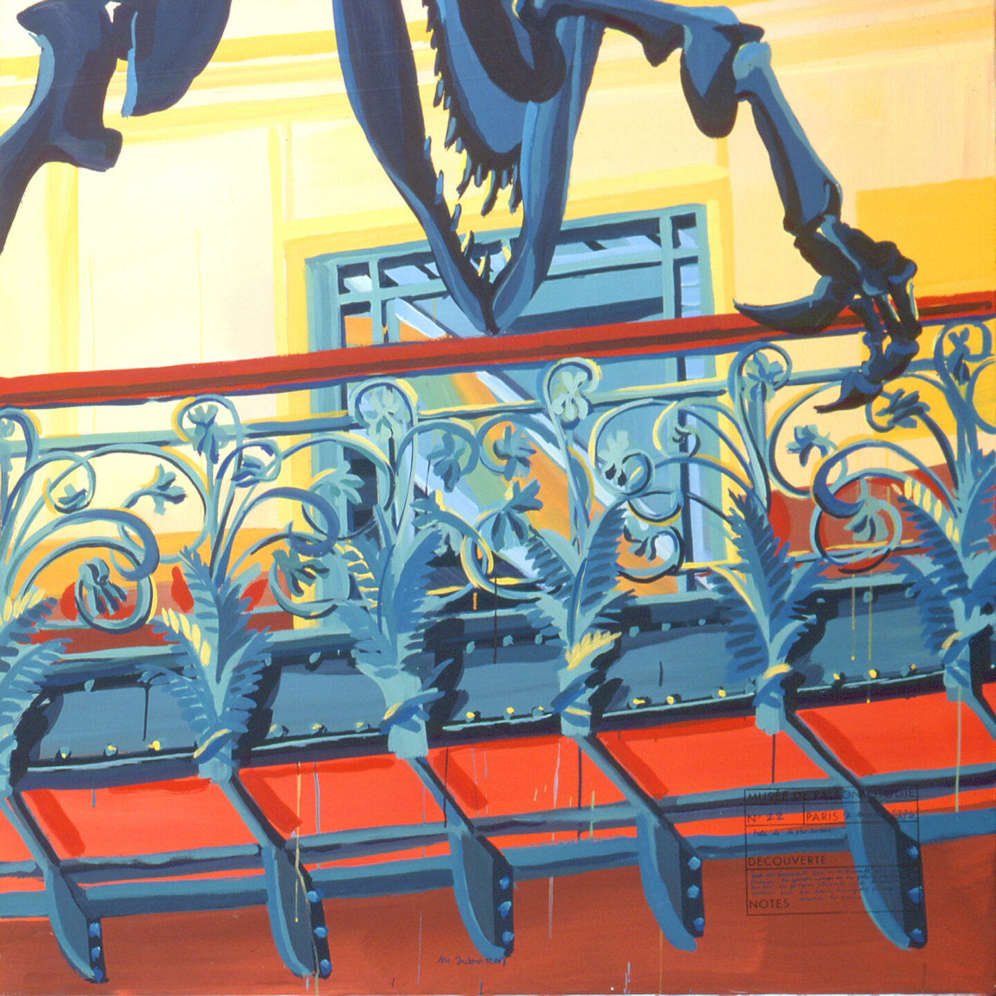 Fragment du "Diplonosaure" de Michelle AUBOIRON - Une peinture monumentale réalisée dans la grande galerie de paléontologie du Muséum d'Histoire Naturelle du Jardin des Plantes de Paris