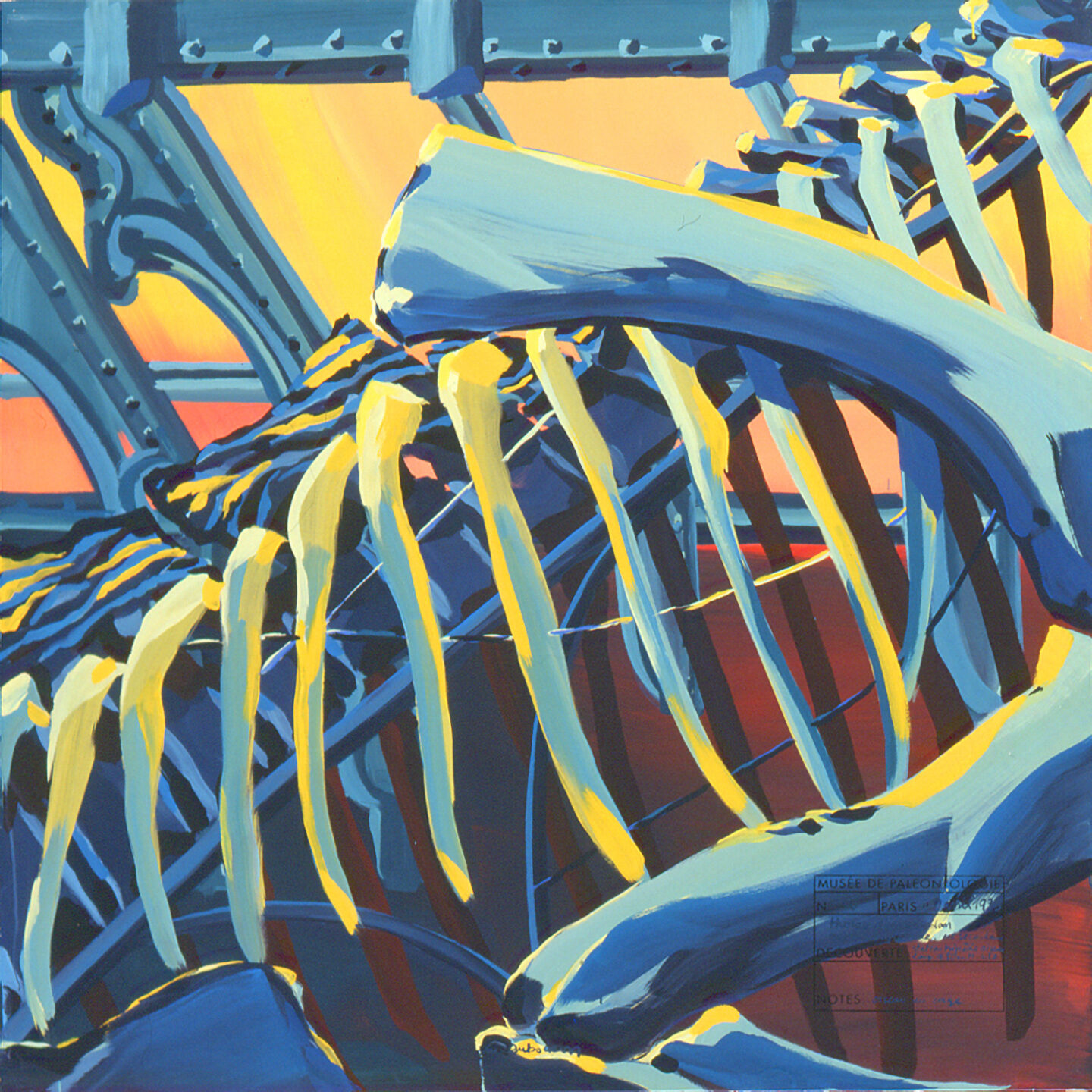 Fragment du "Diplonosaure" de Michelle AUBOIRON - Une peinture monumentale réalisée dans la grande galerie de paléontologie du Muséum d'Histoire Naturelle du Jardin des Plantes de Paris
