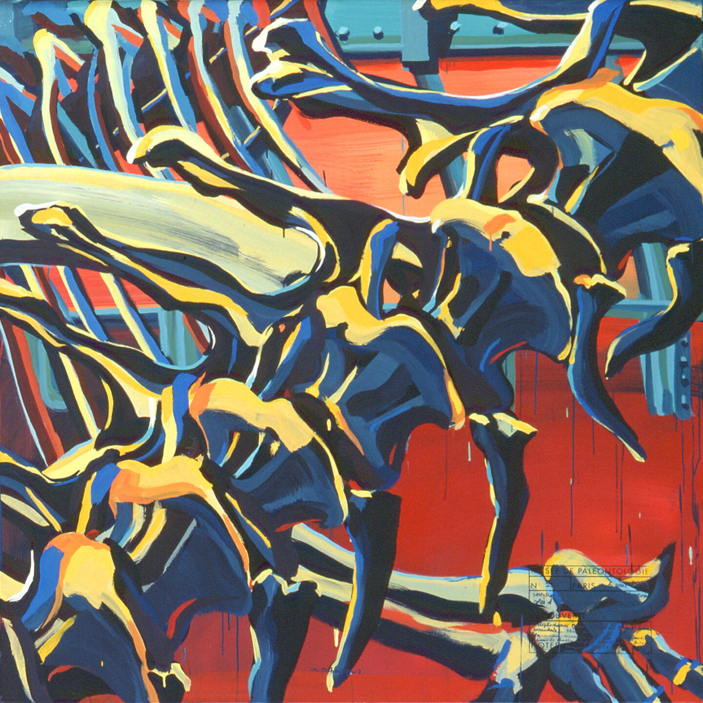 Fragment du "Diplonosaure" de Michelle AUBOIRON - Une peinture monumentale réalisée dans la grande galerie de paléontologie du Muséum d'Histoire Naturelle du Jardin des Plantes de Paris