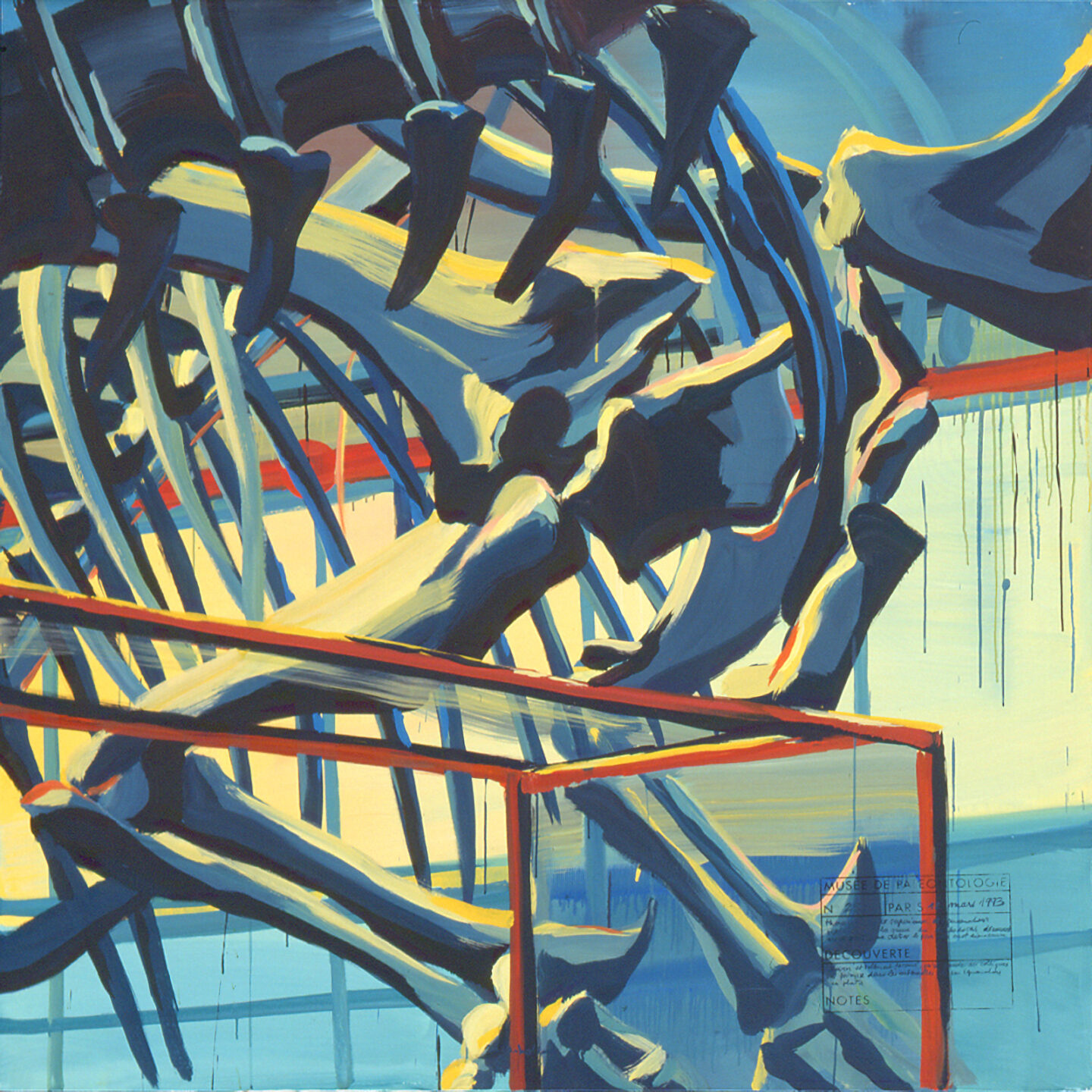 Fragment du "Diplonosaure" de Michelle AUBOIRON - Une peinture monumentale réalisée dans la grande galerie de paléontologie du Muséum d'Histoire Naturelle du Jardin des Plantes de Paris