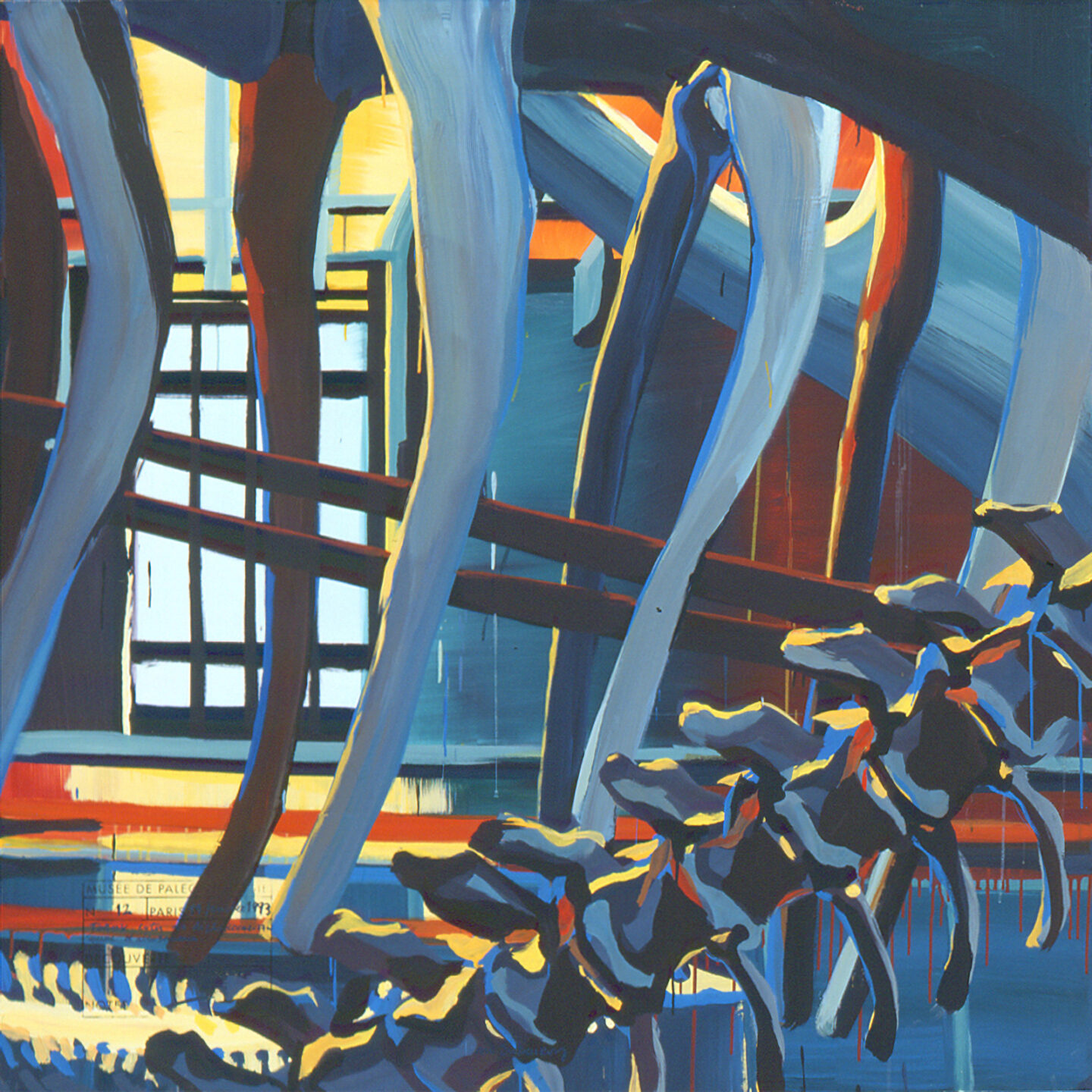 Fragment du "Diplonosaure" de Michelle AUBOIRON - Une peinture monumentale réalisée dans la grande galerie de paléontologie du Muséum d'Histoire Naturelle du Jardin des Plantes de Paris