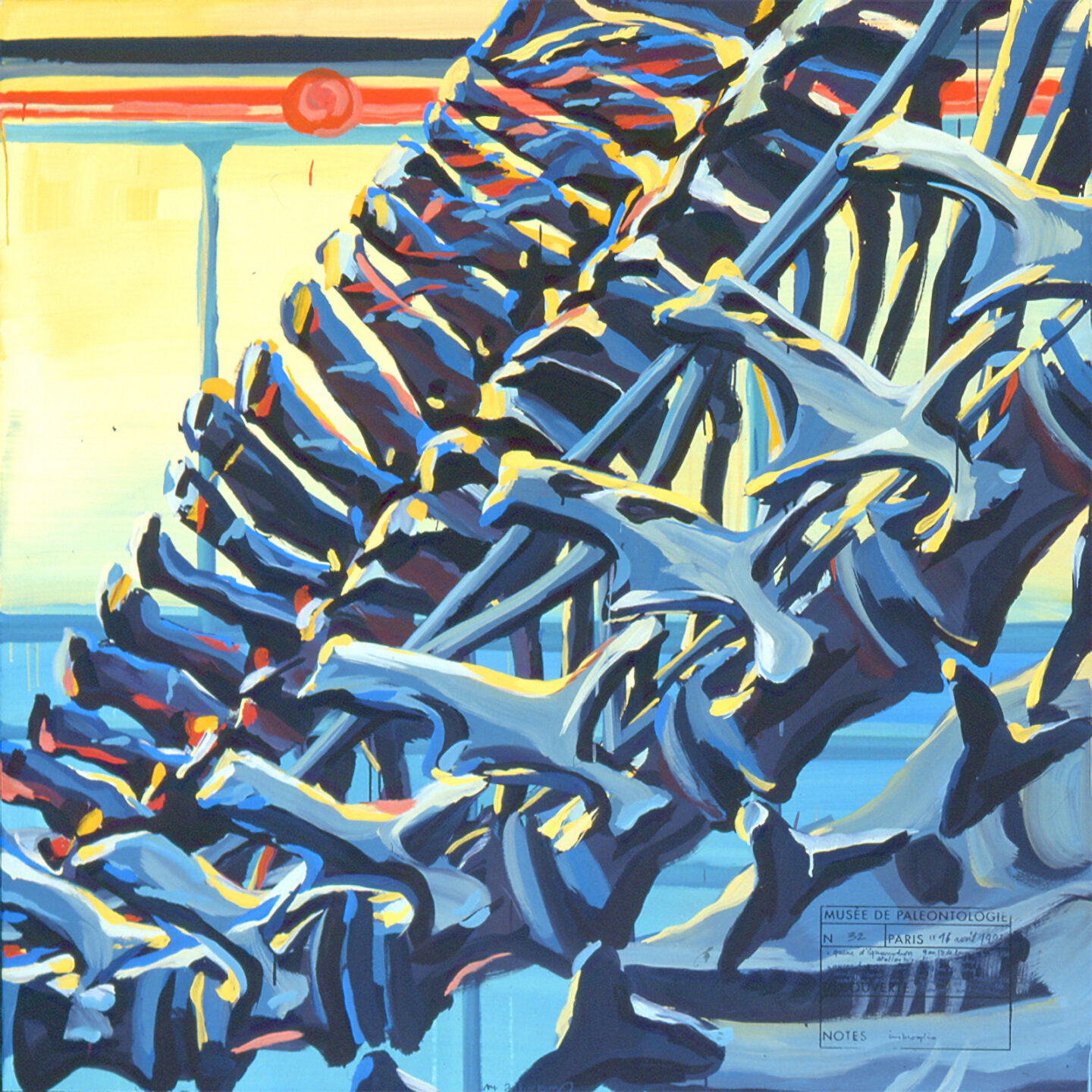 Fragment du "Diplonosaure" de Michelle AUBOIRON - Une peinture monumentale réalisée dans la grande galerie de paléontologie du Muséum d'Histoire Naturelle du Jardin des Plantes de Paris
