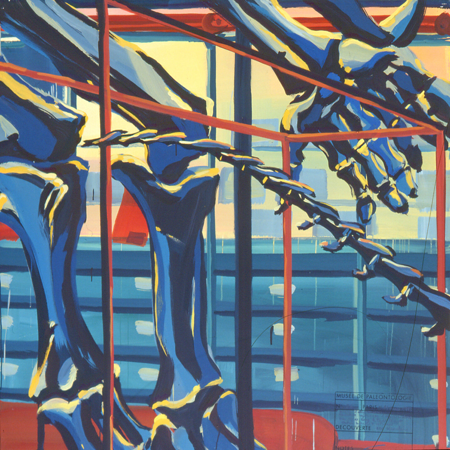 Fragment du "Diplonosaure" de Michelle AUBOIRON - Une peinture monumentale réalisée dans la grande galerie de paléontologie du Muséum d'Histoire Naturelle du Jardin des Plantes de Paris