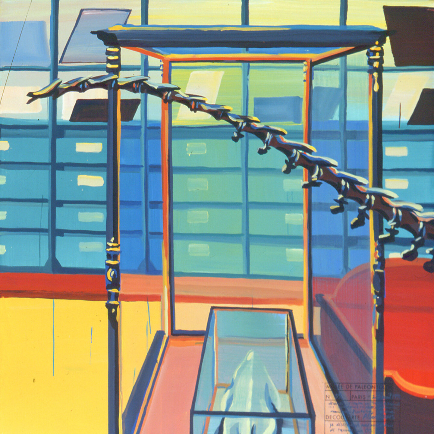 Fragment du "Diplonosaure" de Michelle AUBOIRON - Une peinture monumentale réalisée dans la grande galerie de paléontologie du Muséum d'Histoire Naturelle du Jardin des Plantes de Paris