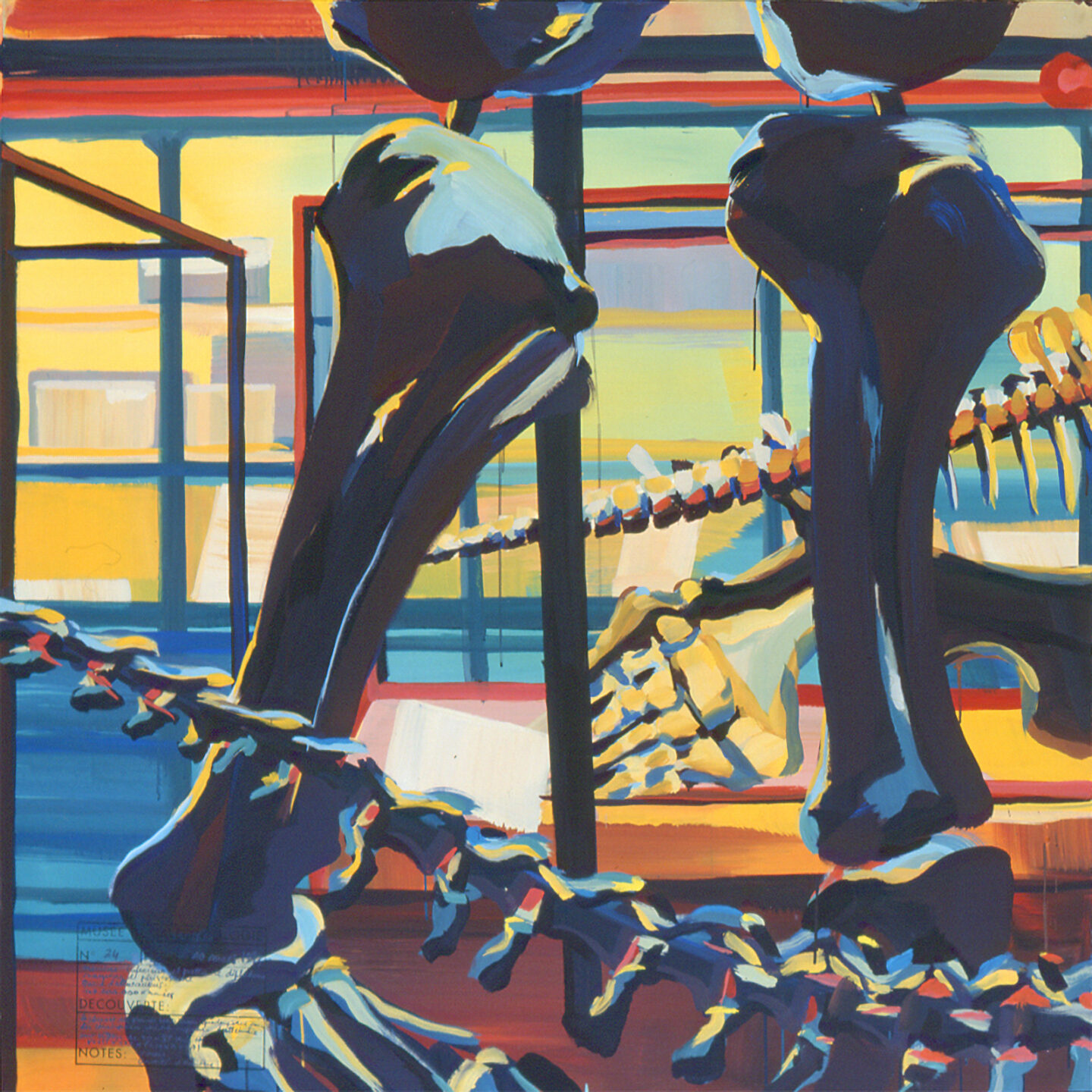 Fragment du "Diplonosaure" de Michelle AUBOIRON - Une peinture monumentale réalisée dans la grande galerie de paléontologie du Muséum d'Histoire Naturelle du Jardin des Plantes de Paris