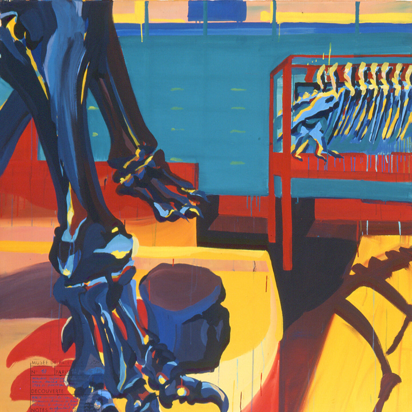Fragment du "Diplonosaure" de Michelle AUBOIRON - Une peinture monumentale réalisée dans la grande galerie de paléontologie du Muséum d'Histoire Naturelle du Jardin des Plantes de Paris