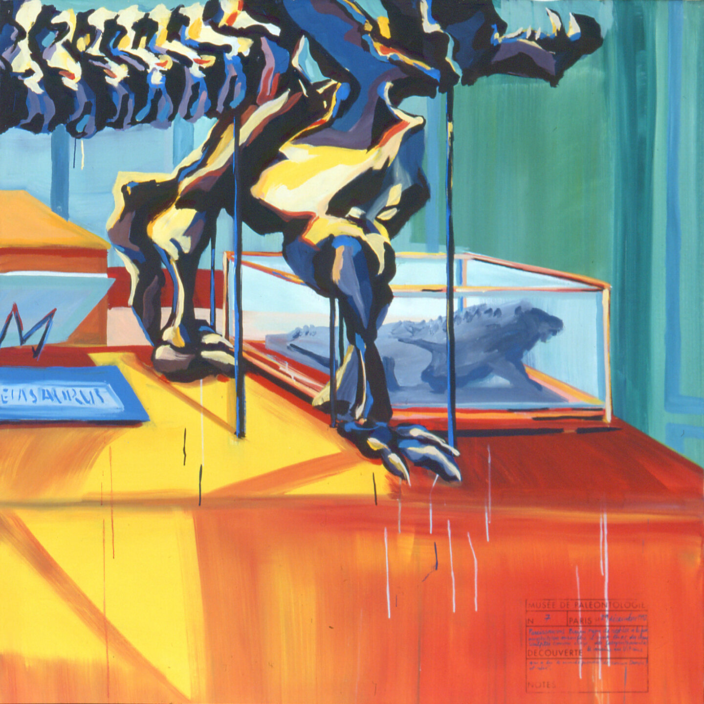 Fragment du "Diplonosaure" de Michelle AUBOIRON - Une peinture monumentale réalisée dans la grande galerie de paléontologie du Muséum d'Histoire Naturelle du Jardin des Plantes de Paris