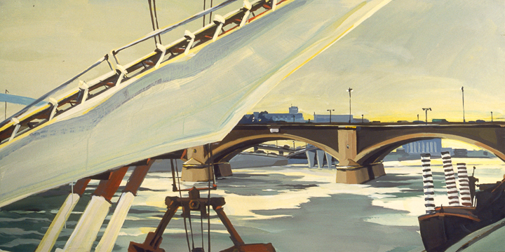 Le Pont National - Acrylique sur toile - Peinture de la série "Les Ponts de Paris" de Michelle AUBOIRON