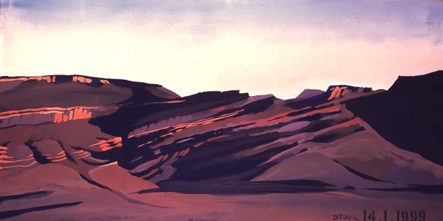 Le "Dakar" 1999 - Atar - Mauritanie - Peinture - acrylique sur toile de Michelle AUBOIRON