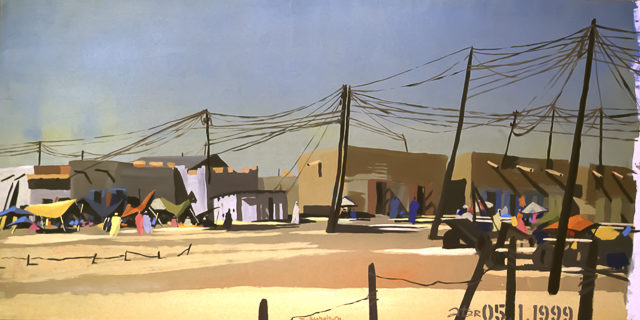 Le "Dakar" 1999 - Atar - Mauritanie - Peinture - acrylique sur toile de Michelle AUBOIRON