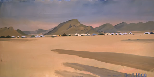 Le "Dakar" 1999 - Bir Moghrein - Mauritanie - Peinture - acrylique sur toile de Michelle AUBOIRON