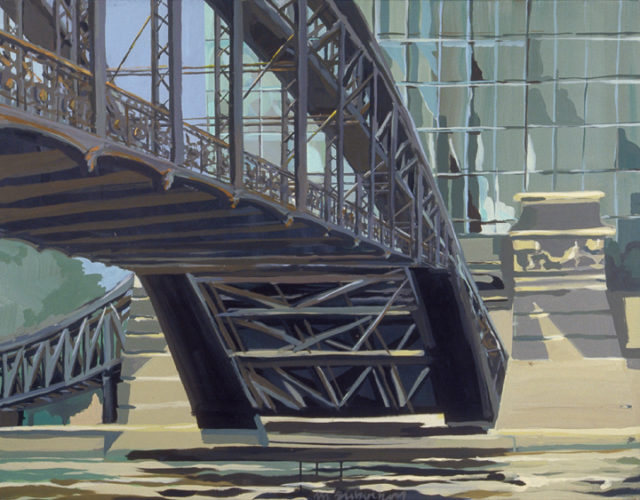 Passerelle d'Austerlitz - Acrylique sur toile - Peinture de la série "Les Ponts de Paris" de Michelle AUBOIRON