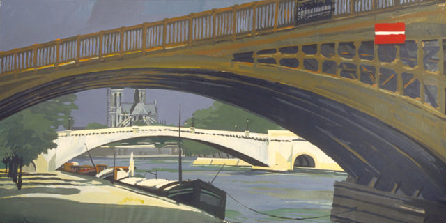 Pont Sully, Pont de la Tournelle et Notre Dame - Acrylique sur toile - Peinture de la série "Les Ponts de Paris" de Michelle AUBOIRON