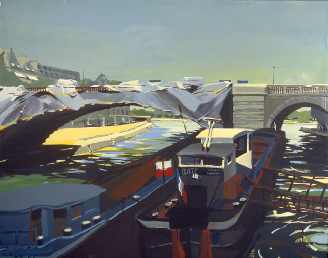 Pont Sully en travaux - Acrylique sur toile - Peinture de la série "Les Ponts de Paris" de Michelle AUBOIRON