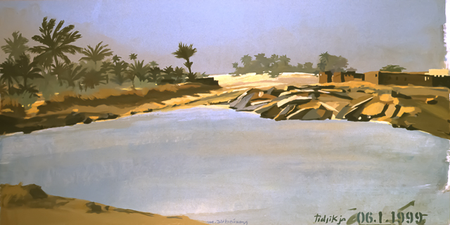 Le "Dakar" 1999 - Tidjikja - Mauritanie - Peinture - acrylique sur toile de Michelle AUBOIRON