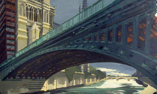 Pont au Double et Notre-Dame - Acrylique sur toile - Peinture de la série "Les Ponts de Paris" de Michelle AUBOIRON