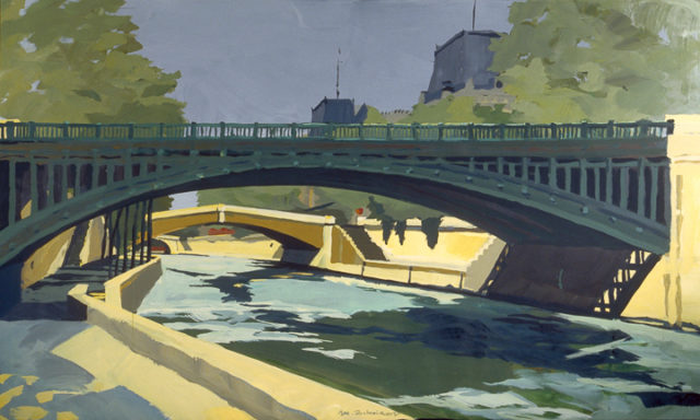 Pont au Double et Petit Pont - Acrylique sur toile - Peinture de la série "Les Ponts de Paris" de Michelle AUBOIRON