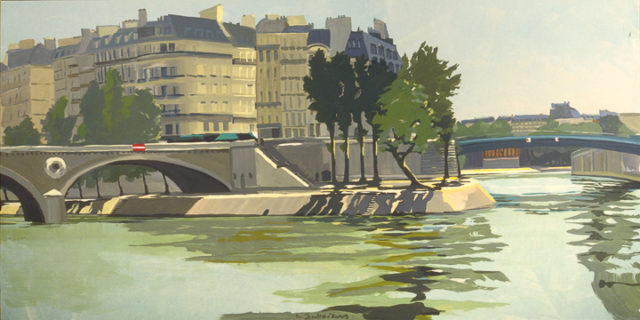 Pont Louis-Philippe et Pont Saint-Louis - Acrylique sur toile - Peinture de la série "Les Ponts de Paris" de Michelle AUBOIRON