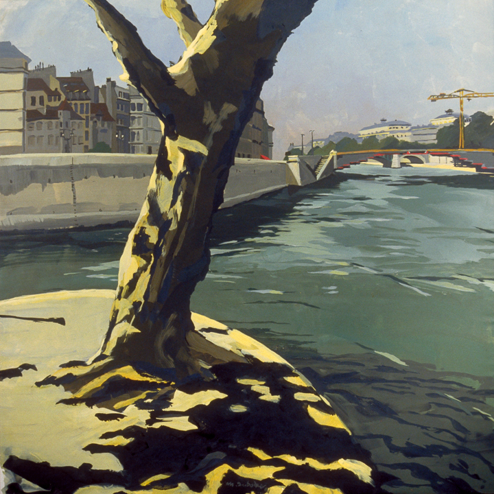 Pont d'Arcole et Ile de la cité - Acrylique sur toile - Peinture de la série "Les Ponts de Paris" de Michelle AUBOIRON