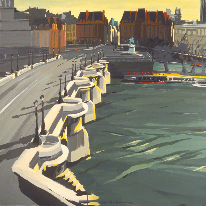 Le Pont Neuf depuis la Samaritaine - Acrylique sur toile - Peinture de la série "Les Ponts de Paris" de Michelle AUBOIRON