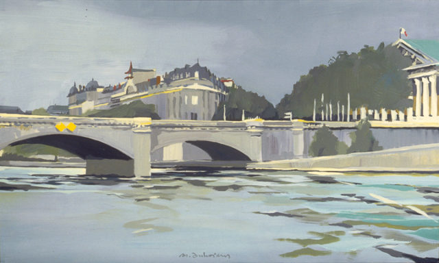 Pont de la Concorde et Assemblée Nationale - Acrylique sur toile - Peinture de la série "Les Ponts de Paris" de Michelle AUBOIRON