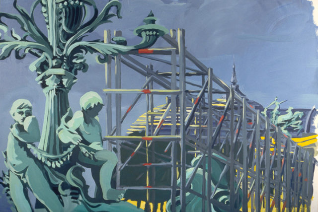 Pont Alexandre III en rénovation et Grand Palais - Acrylique sur toile - Peinture de la série "Les Ponts de Paris" de Michelle AUBOIRON