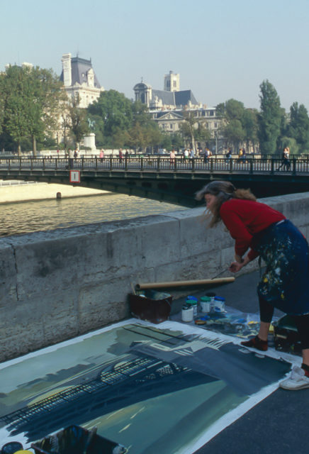 Michelle-Auboiron-peint-in-situ-les-Ponts-de-Paris-Photo-Anne-Sarter-30