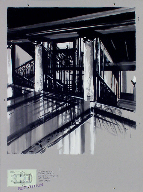 Peinture de l'Opéra Garnier par Michelle AUBOIRON - acrylique sur carton - 140 x 100 cm