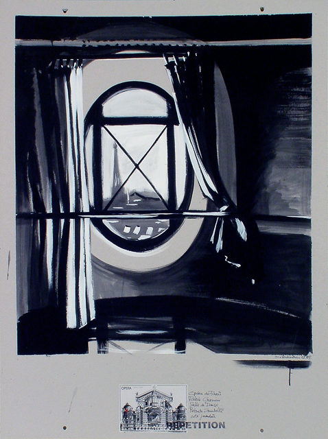 Peinture de l'Opéra Garnier par Michelle AUBOIRON - acrylique sur carton - 140 x 100 cm