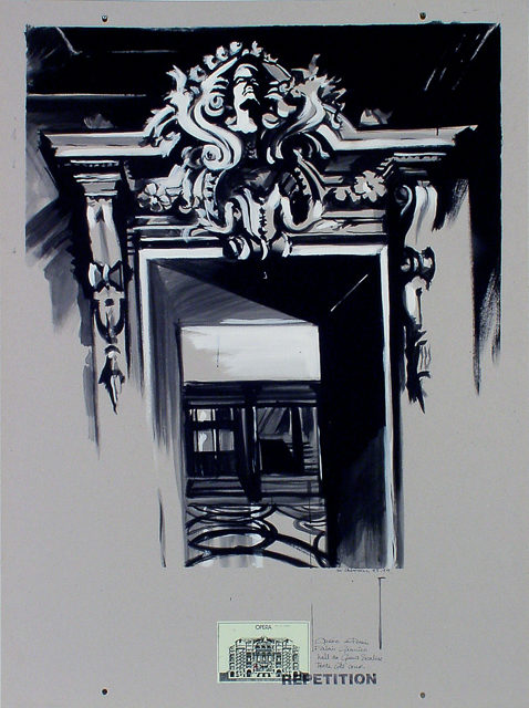 Peinture de l'Opéra Garnier par Michelle AUBOIRON - acrylique sur carton - 140 x 100 cm