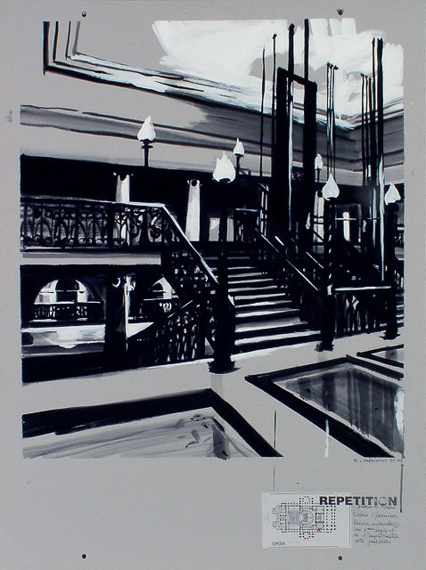 Peinture de l'Opéra Garnier par Michelle AUBOIRON - acrylique sur carton - 140 x 100 cm