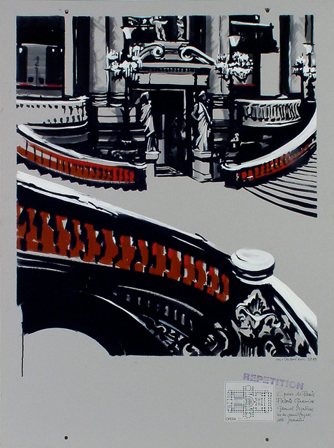 Peinture de l'Opéra Garnier par Michelle AUBOIRON - acrylique sur carton - 140 x 100 cm