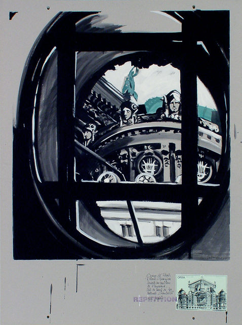 Peinture de l'Opéra Garnier par Michelle AUBOIRON - acrylique sur carton - 140 x 100 cm