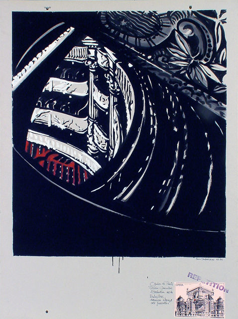 Peinture de l'Opéra Garnier par Michelle AUBOIRON - acrylique sur carton - 140 x 100 cm