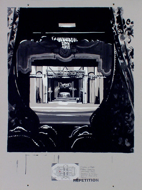 Peinture de l'Opéra Garnier par Michelle AUBOIRON - acrylique sur carton - 140 x 100 cm