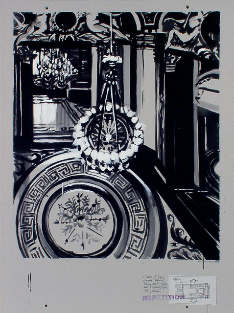 Peinture de l'Opéra Garnier par Michelle AUBOIRON - acrylique sur carton - 140 x 100 cm