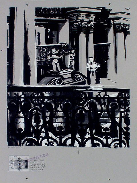 Peinture de l'Opéra Garnier par Michelle AUBOIRON - acrylique sur carton - 140 x 100 cm